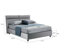 Letto Matrimoniale Grigio Materasso Incluso Sfoderabile, Contenitore Made in Italy - Asica