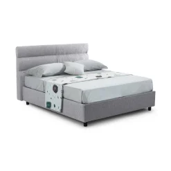 Letto Matrimoniale Grigio Materasso Incluso Sfoderabile, Contenitore Made in Italy - Briatico
