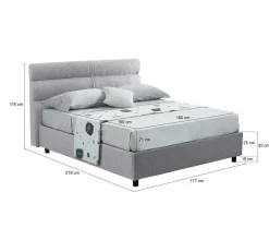 Letto Matrimoniale Grigio Materasso Incluso Sfoderabile, Contenitore Made in Italy - Briatico