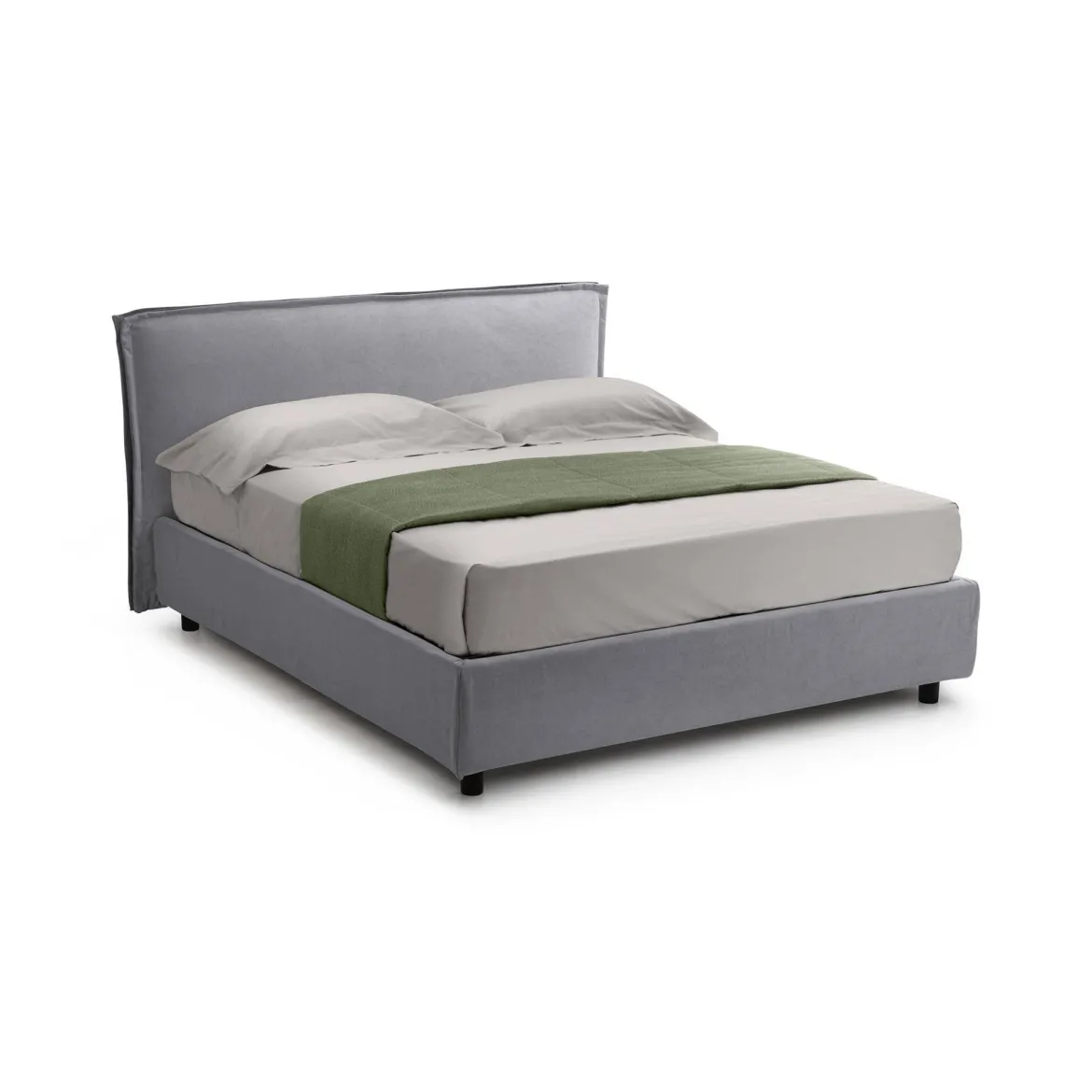 Letto Matrimoniale Grigio Materasso Incluso Sfoderabile, Contenitore Made in Italy - Bruzolo