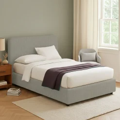 Letto Matrimoniale Grigio Sabbia Sfoderabile Contenitore, Dimensione Materasso 160x190 cm Made in Italy - Issime