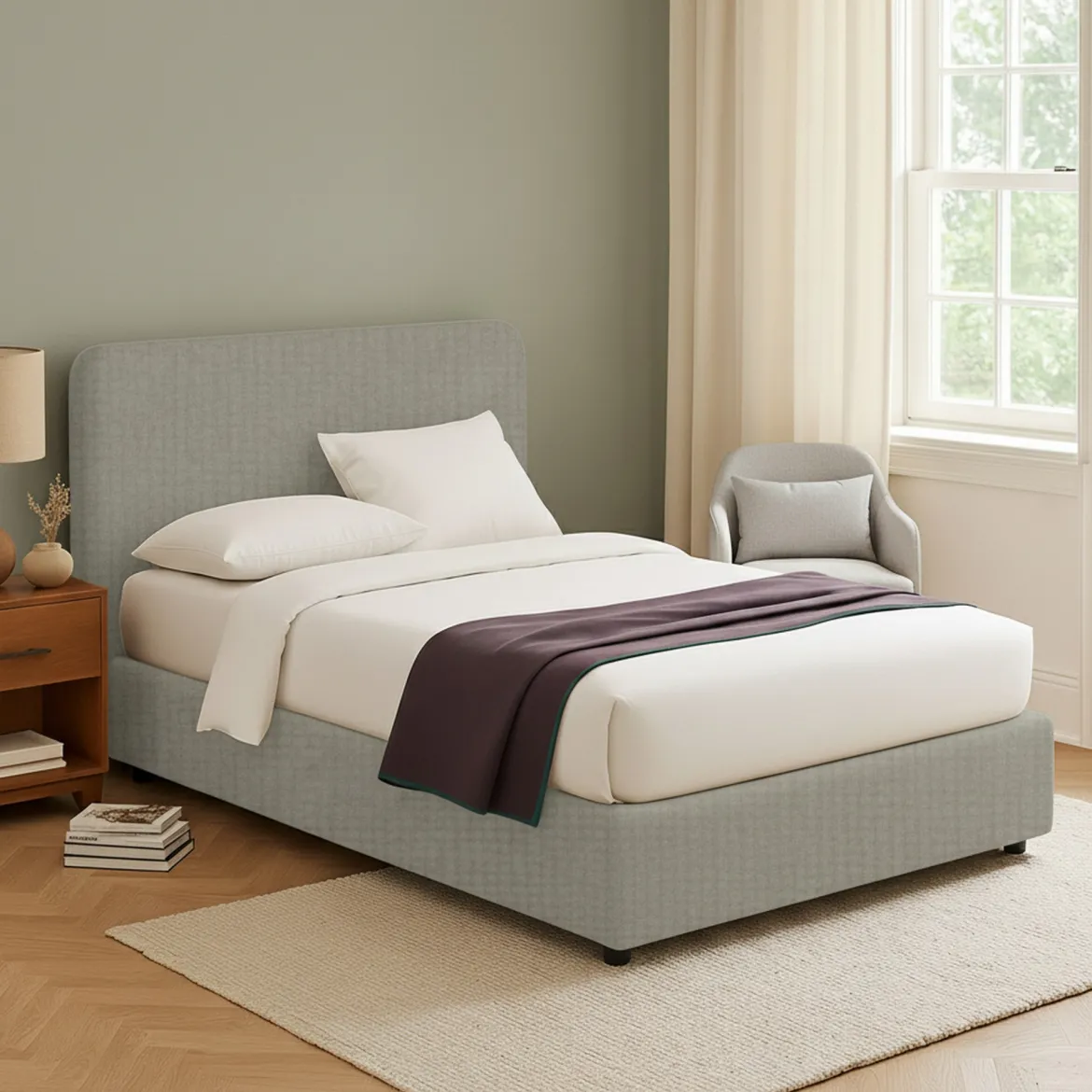 Letto Matrimoniale Grigio Sabbia Sfoderabile Contenitore, Dimensione Materasso 160x190 cm Made in Italy - Levice