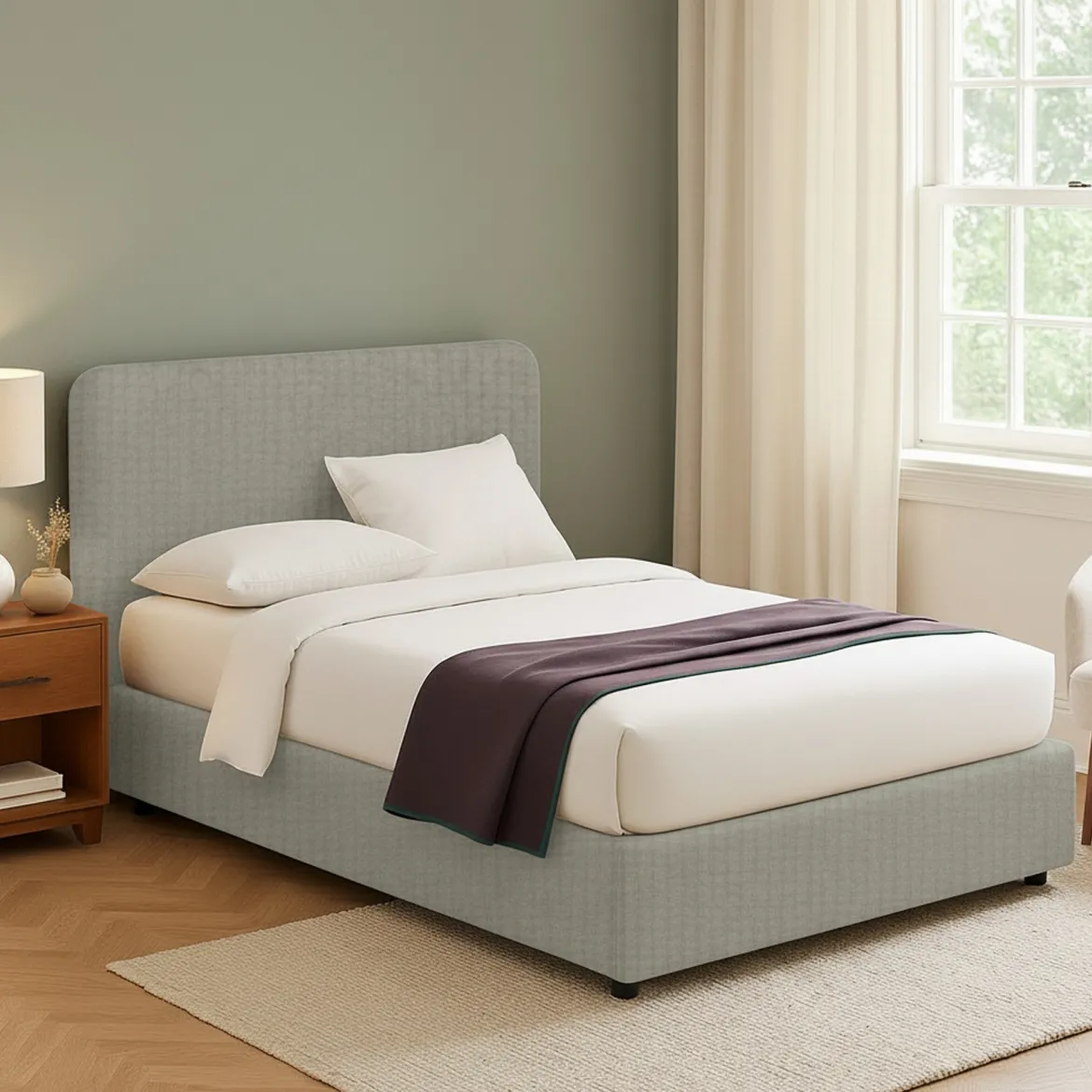 Letto Matrimoniale Grigio Sabbia Sfoderabile Contenitore, Dimensione Materasso 160x200 cm Made in Italy - Davoli