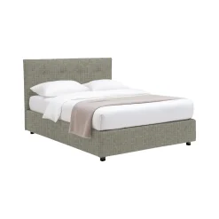 Letto Matrimoniale Grigio Sabbia Sfoderabile Contenitore, Dimensione Materasso 160x200 cm Made in Italy - Melilli