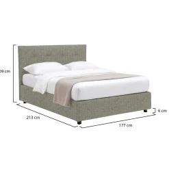 Letto Matrimoniale Grigio Sabbia Sfoderabile Contenitore, Dimensione Materasso 160x200 cm Made in Italy - Melilli
