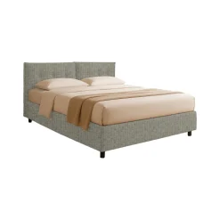 Letto Matrimoniale Grigio Sabbia Sfoderabile Contenitore, Dimensione Materasso 160x200 cm Made in Italy - Rozzone