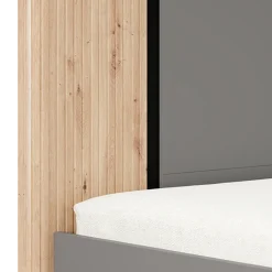 Letto Matrimoniale Grigio Scuro Marrone Rovere Dimensione Materasso 180x200 cm Peso Supportato 200 kg, Matrimoniale - Banff