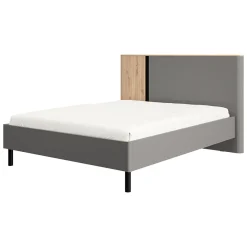 Letto Matrimoniale Grigio Scuro Marrone Rovere Dimensione Materasso 180x200 cm Peso Supportato 200 kg, Matrimoniale - Banff