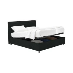 Letto Matrimoniale Grigio Scuro Sfoderabile Contenitore, Dimensione Materasso 160x190 cm - Fasanella