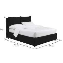 Letto Matrimoniale Grigio Scuro Sfoderabile Contenitore, Dimensione Materasso 160x190 cm - Riesi