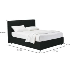 Letto Matrimoniale Grigio Scuro Sfoderabile Contenitore, Dimensione Materasso 160x200 cm - Melilli