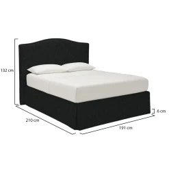 Letto Matrimoniale Grigio Scuro Sfoderabile Contenitore, Dimensione Materasso 160x200 cm - Orino
