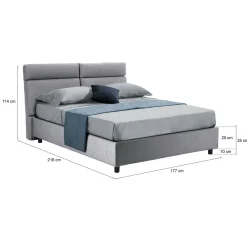 Letto Matrimoniale Grigio Sfoderabile Contenitore, Dimensione Materasso 160x190 cm Made in Italy - Alcatron
