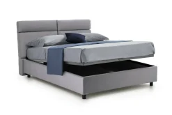 Letto Matrimoniale Grigio Sfoderabile Contenitore, Dimensione Materasso 160x190 cm Made in Italy - Alcatron