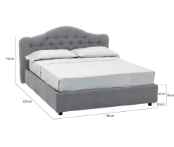 Letto Matrimoniale Grigio Sfoderabile Contenitore, Dimensione Materasso 160x200 cm Made in Italy - Ator