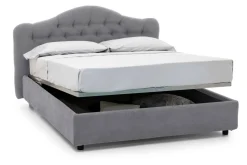 Letto Matrimoniale Grigio Sfoderabile Contenitore, Dimensione Materasso 160x200 cm Made in Italy - Ator