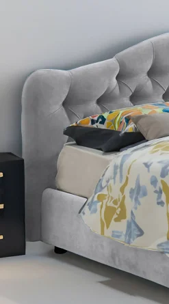 Letto Matrimoniale Grigio Sfoderabile Contenitore, Dimensione Materasso 160x200 cm Made in Italy - Ator