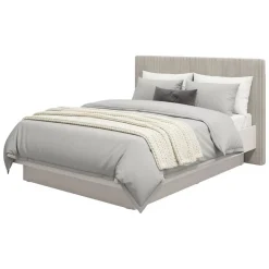 Letto Matrimoniale Grigio Tortora Testiera Imbottita Effetto Velluto Imbottito, Dimensione Materasso 180x200 cm - Ragogna