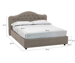 Letto Matrimoniale Grigio Tortora Materasso Incluso Sfoderabile, Contenitore Made in Italy - Allik