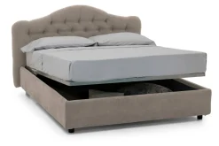 Letto Matrimoniale Grigio Tortora Materasso Incluso Sfoderabile, Contenitore Made in Italy - Allik