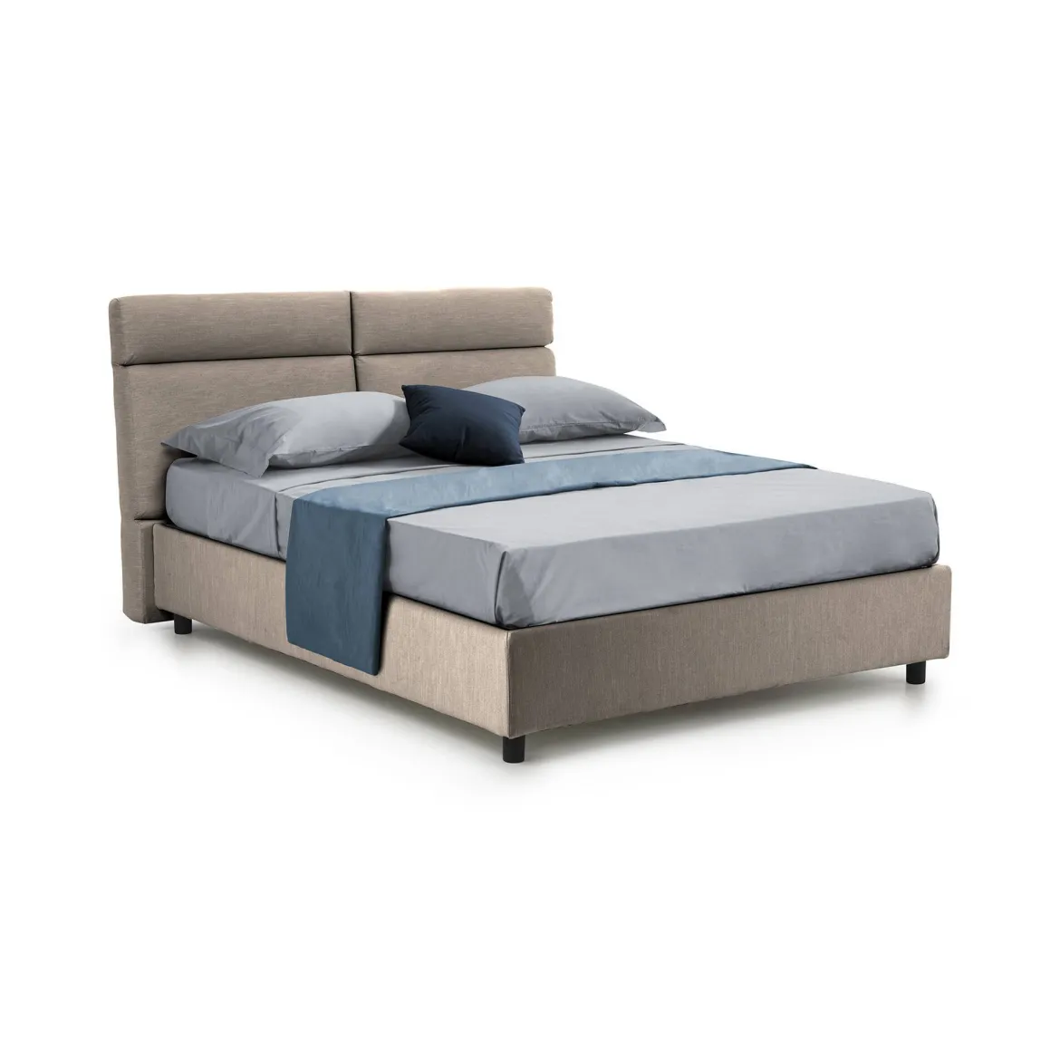 Letto Matrimoniale Grigio Tortora Materasso Incluso Sfoderabile, Contenitore Made in Italy - Asica