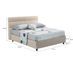 Letto Matrimoniale Grigio Tortora Materasso Incluso Sfoderabile, Contenitore Made in Italy - Briatico