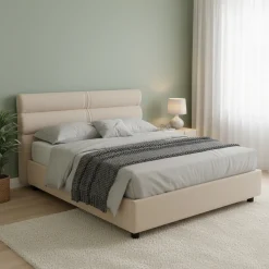 Letto Matrimoniale Grigio Tortora Sfoderabile Contenitore, Dimensione Materasso 160x190 cm Made in Italy - Brienno