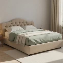 Letto Matrimoniale Grigio Tortora Sfoderabile Contenitore, Dimensione Materasso 160x200 cm Made in Italy - Aly