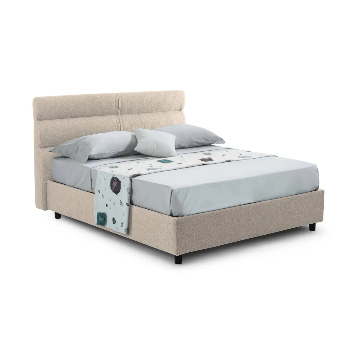 Letto Matrimoniale Grigio Tortora Sfoderabile Contenitore, Dimensione Materasso 160x200 cm Made in Italy - Bubbio