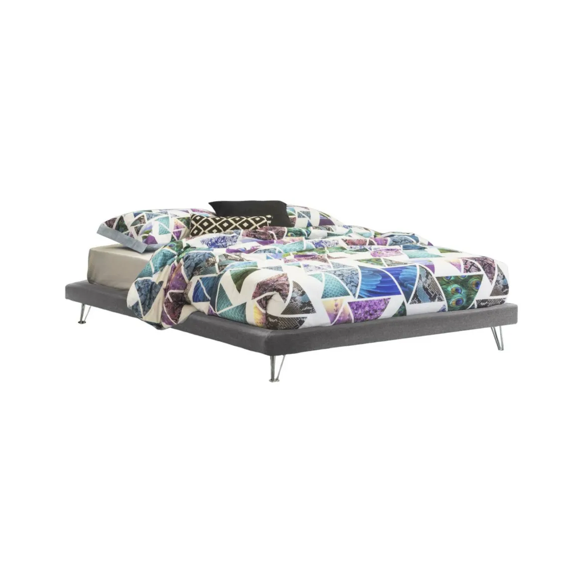 Letto matrimoniale grigio 170x205cm imbottito - Arbatrax