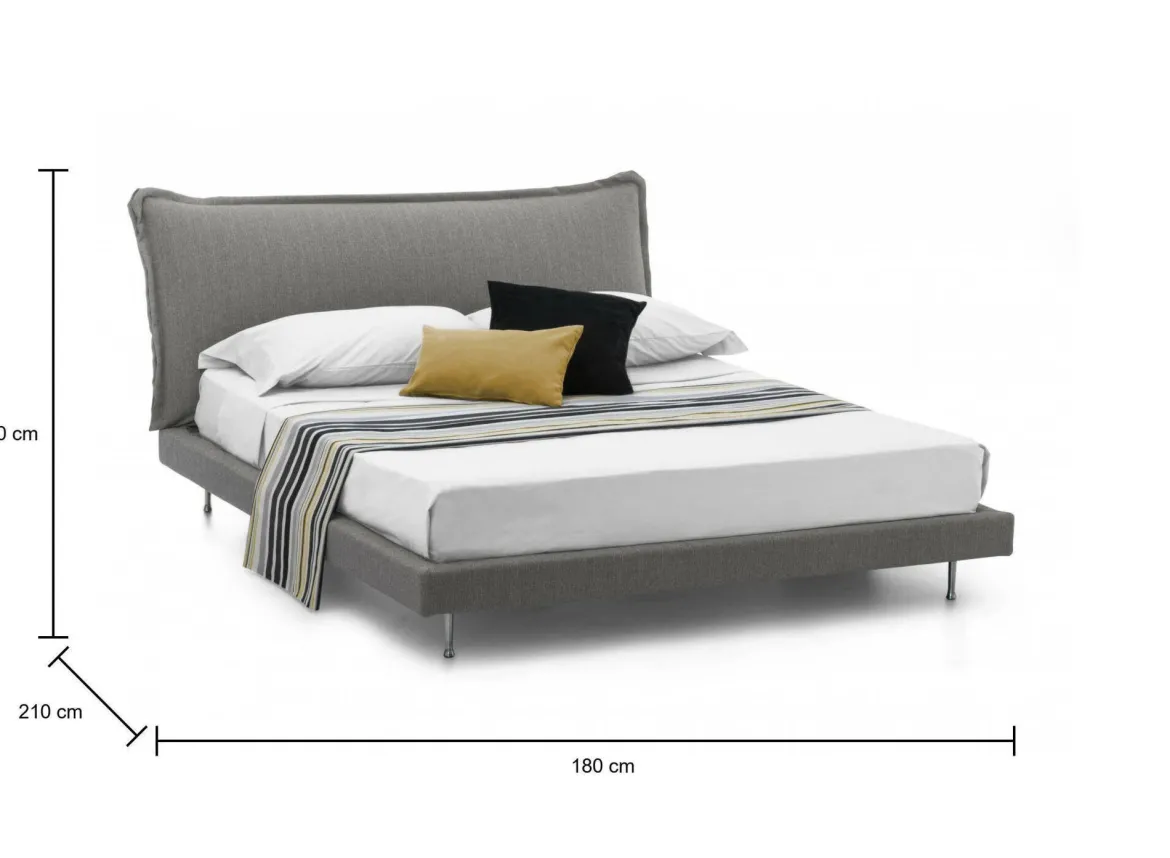Letto matrimoniale grigio 180x210cm rete inclusa - Arcore