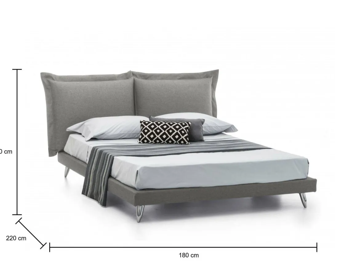 Letto matrimoniale grigio 199x210cm - Fusi