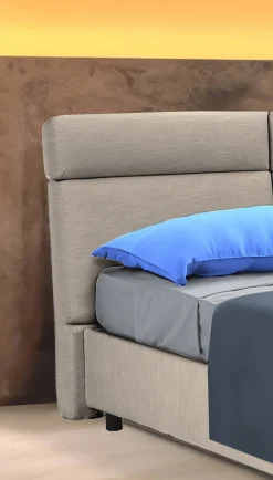 Letto Matrimoniale in Tessuto Grigio Tortora