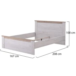 Letto Matrimoniale Marrone Larice Chiaro Marrone Rovere Dimensione Materasso 160x200 cm Peso Supportato 200 kg, Matrimoniale - Claviere