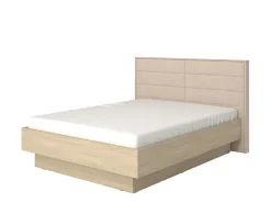 Letto Matrimoniale Marrone Rovere Bianco Crema Testiera Imbottita Imbottito, Dimensione Materasso 180x200 cm - Circeo
