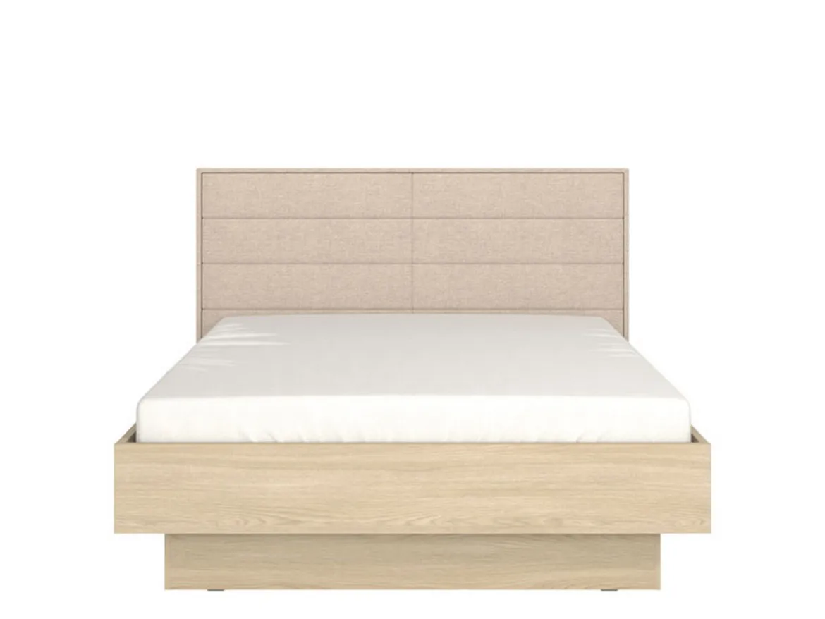 Letto Matrimoniale Marrone Rovere Bianco Crema Testiera Imbottita Imbottito, Dimensione Materasso 180x200 cm - Circeo