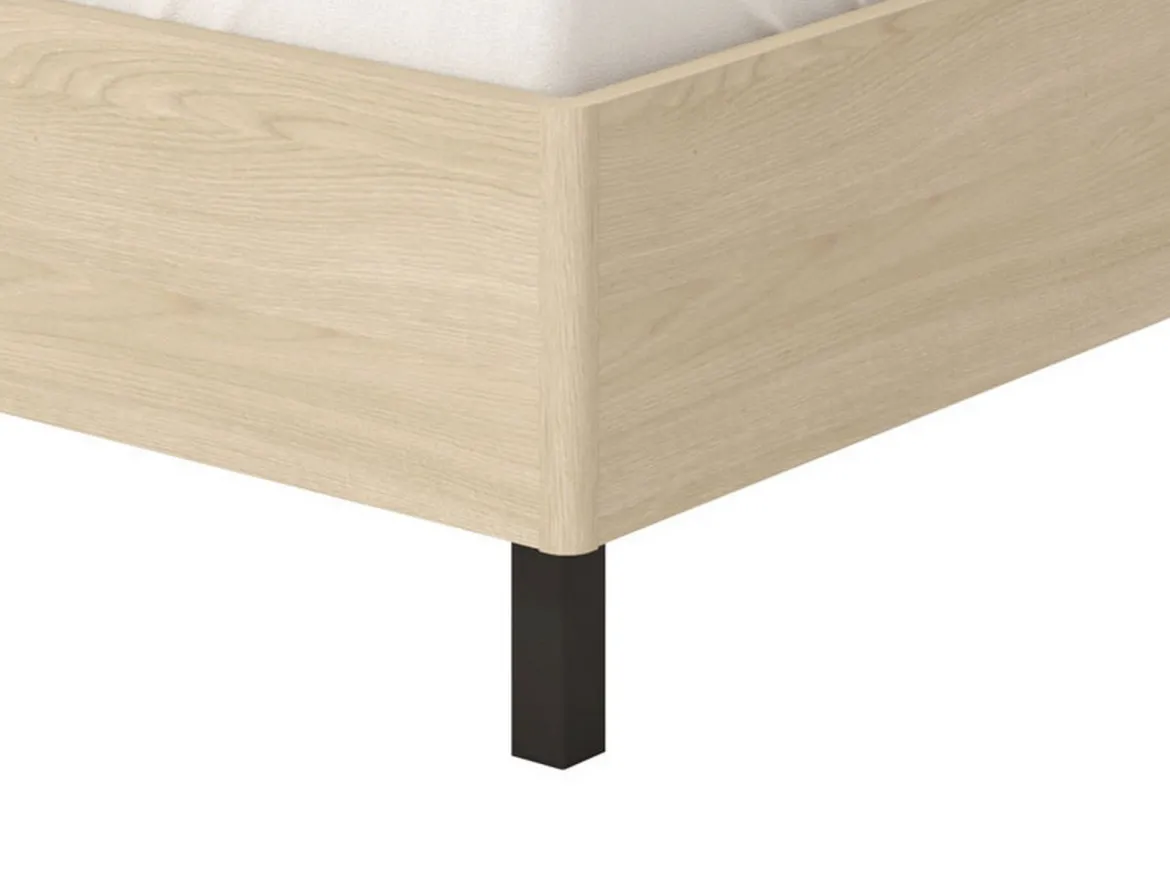 Letto Matrimoniale Marrone Rovere Bianco Crema Testiera Imbottita Imbottito, Dimensione Materasso 180x200 cm - Circeo
