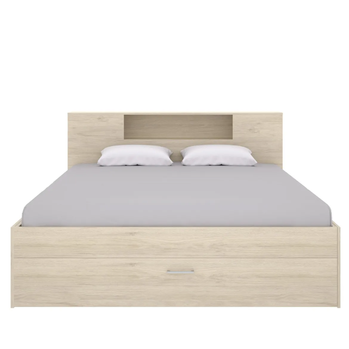 Letto Matrimoniale Marrone Rovere Contenitore Dimensione Materasso 160x200 cm, Peso Supportato 150 kg - Murlo