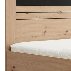 Letto Matrimoniale Marrone Rovere Nodi Nero Dimensione Materasso 160x200 cm Testata Dettaglio Rigato, Peso Supportato 200 kg - Kabale