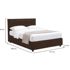 Letto Matrimoniale Marrone Sfoderabile Contenitore, Dimensione Materasso 160x190 cm - Colere