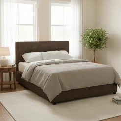Letto Matrimoniale Marrone Sfoderabile Contenitore, Dimensione Materasso 160x200 cm - Frinco