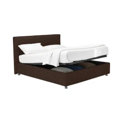 Letto Matrimoniale Marrone Sfoderabile Contenitore, Dimensione Materasso 160x200 cm - Lenta