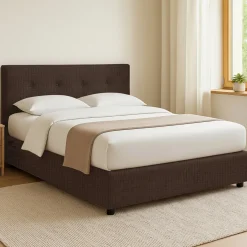 Letto Matrimoniale Marrone Sfoderabile Contenitore, Dimensione Materasso 160x200 cm - Melilli