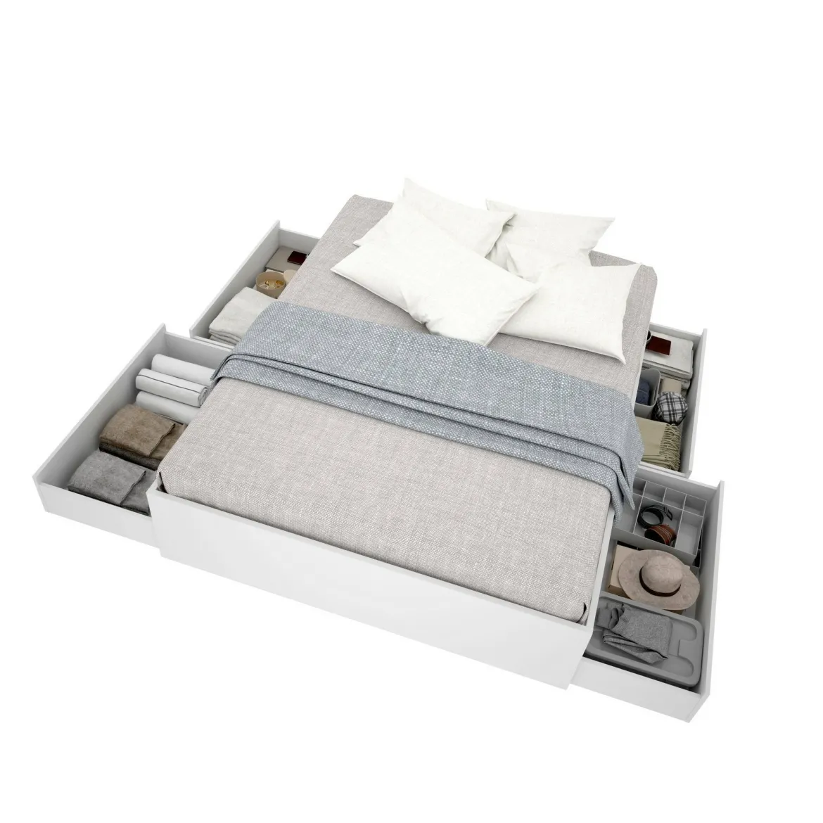 Letto matrimoniale moderno bianco 205x169cm robusto - Ferdie