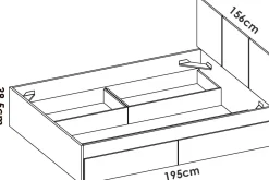 Letto matrimoniale moderno bianco e rovere 205x266cm - Alina
