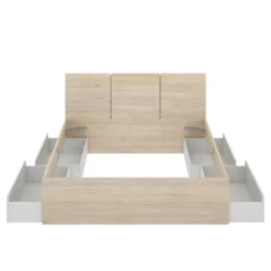 Letto matrimoniale moderno bianco e rovere 205x266cm - Alina