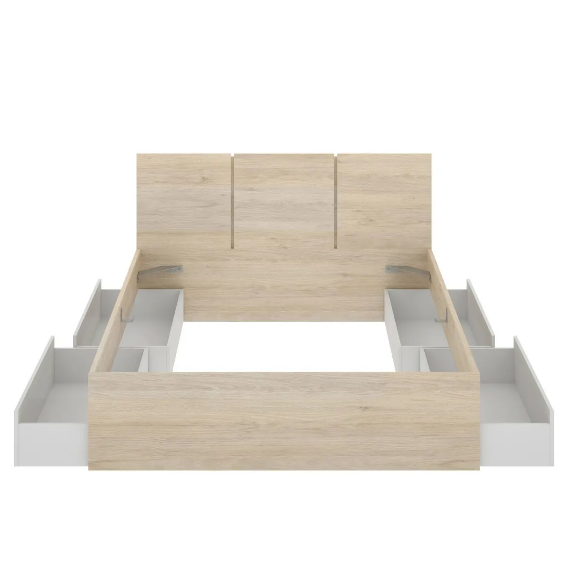 Letto matrimoniale moderno bianco e rovere 205x266cm - Alina