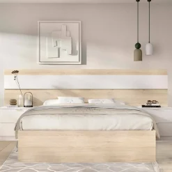 Letto matrimoniale moderno rovere e bianco 205x266cm - Haima