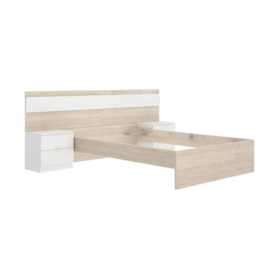 Letto matrimoniale moderno rovere e bianco 205x266cm - Haima