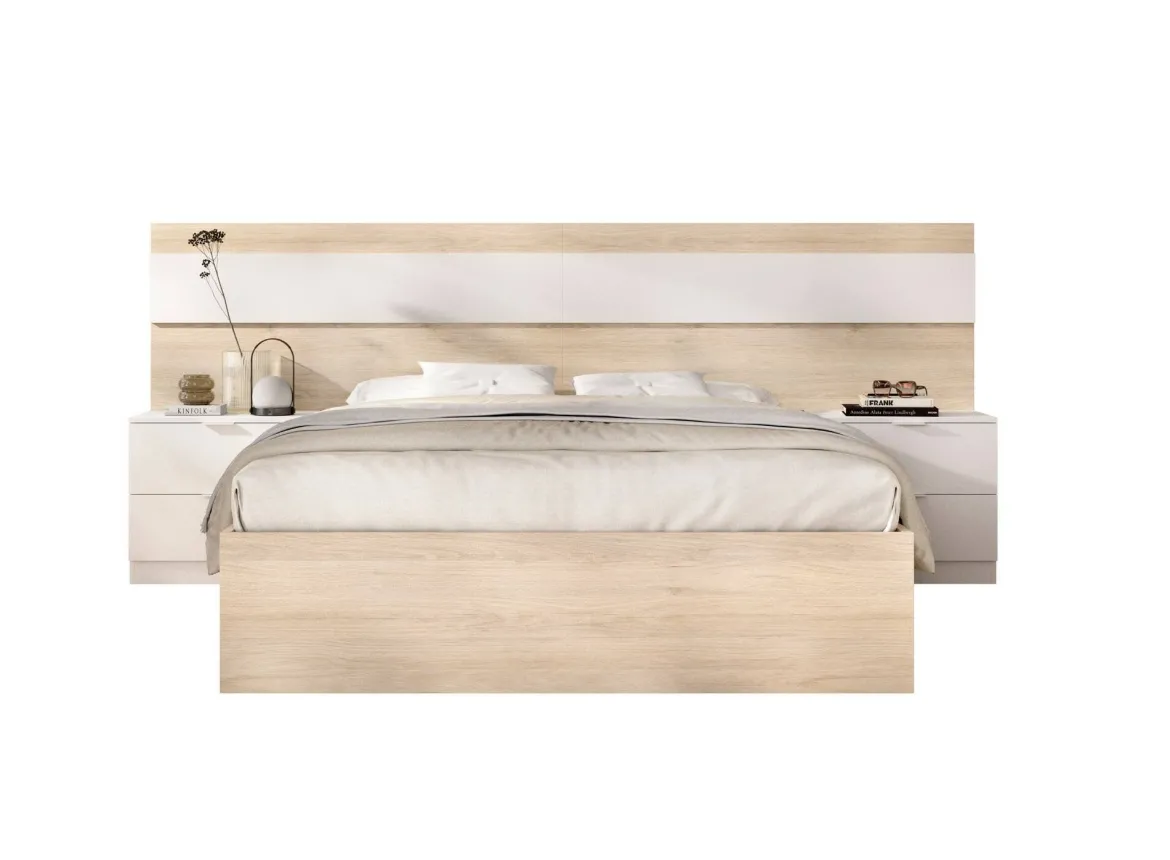 Letto matrimoniale moderno rovere e bianco 205x266cm - Haima